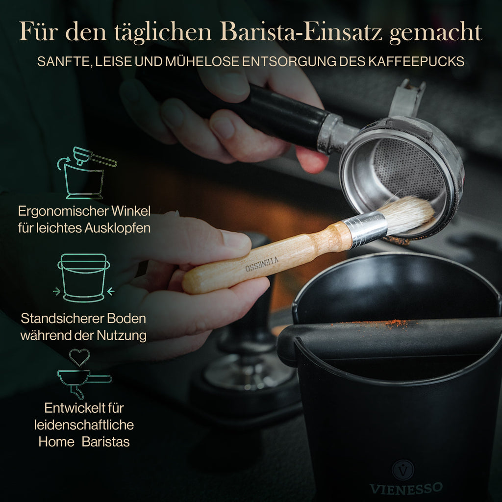 Abklopfbehälter für Siebträger mit abnehmbarer Aklopfstange | Knock Box