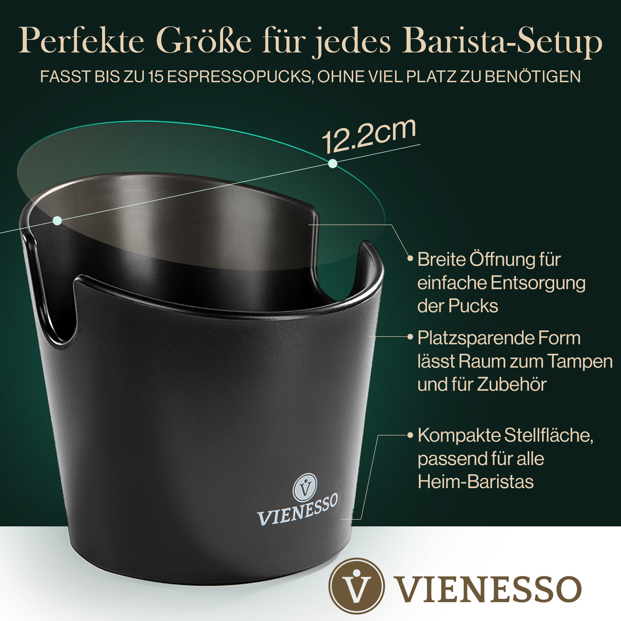 Abklopfbehälter für Siebträger mit abnehmbarer Aklopfstange | Knock Box