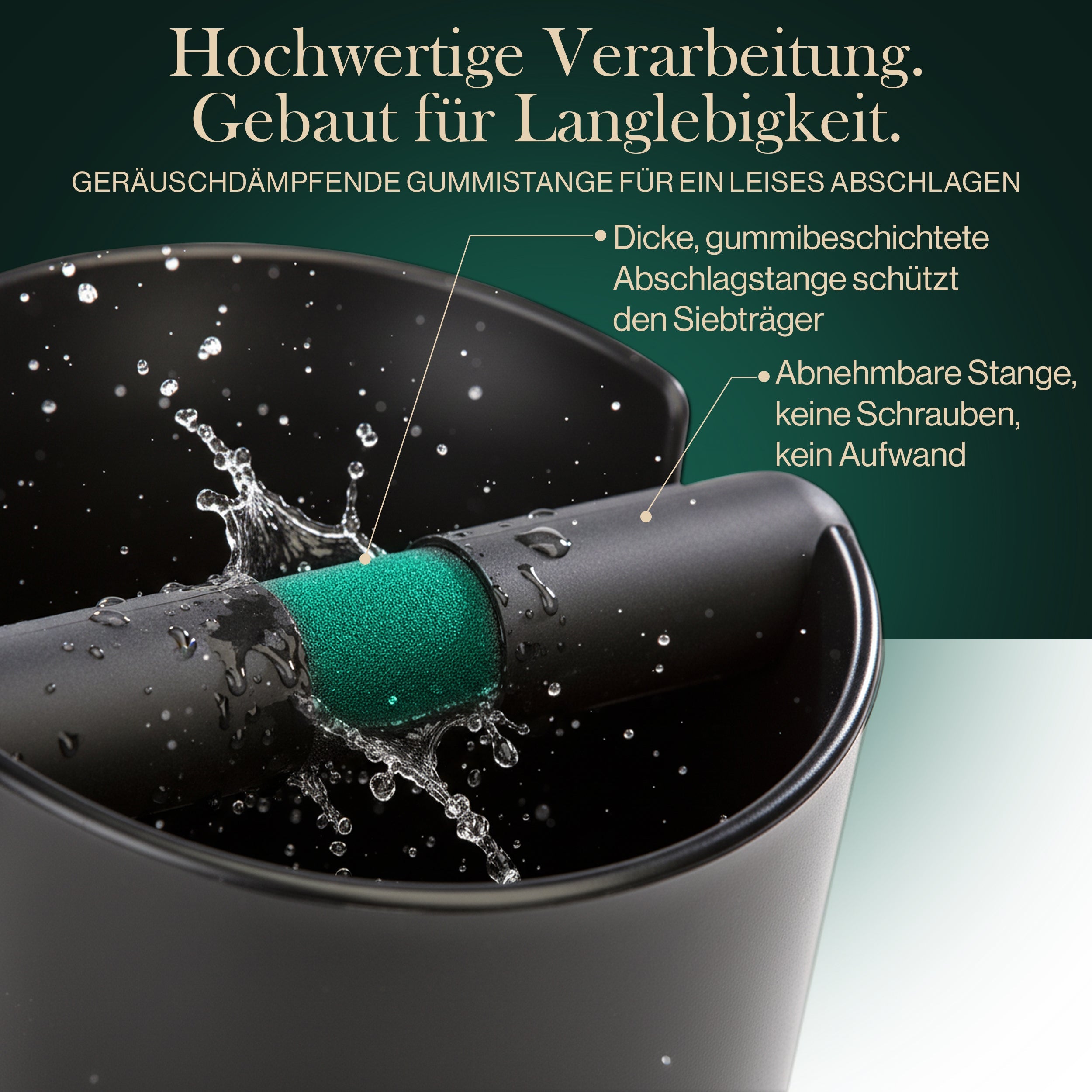 Abklopfbehälter für Siebträger mit abnehmbarer Aklopfstange | Knock Box