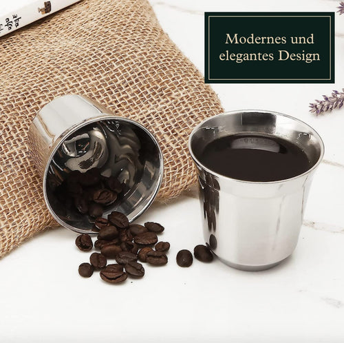Espressotassen-2er Set in edler Optik - Doppelwandig aus Edelstahl (80 ml)